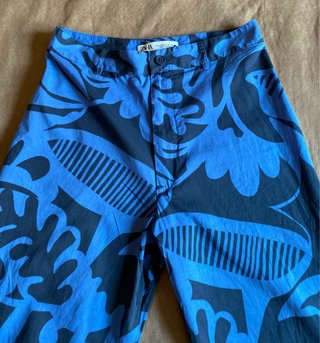 Pantalón Zara Estampado Azul Talla XS