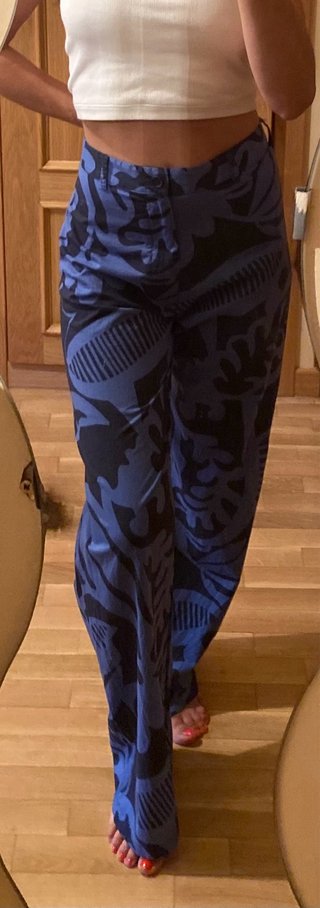 Pantalón Zara Estampado Azul Talla XS