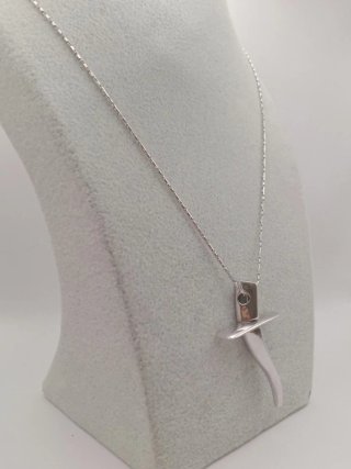 Collana argento maglia tubolare pugnale stilizzato