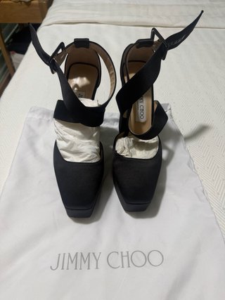 Sandalias Jimmy Choo Plataforma Satén Negro