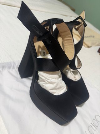 Sandalias Jimmy Choo Plataforma Satén Negro