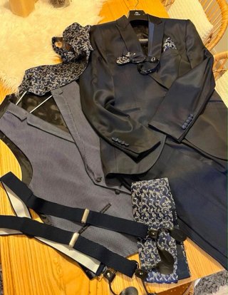 Lote 8 piezas traje novio chaleco corbata tirantes