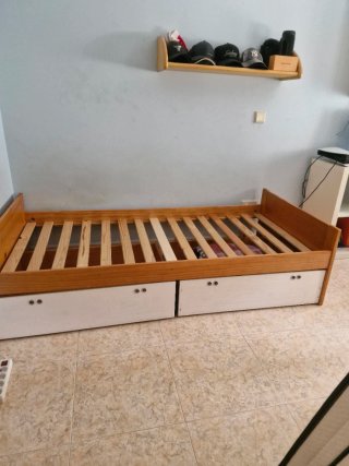 Cama pino 90x190 con cajones