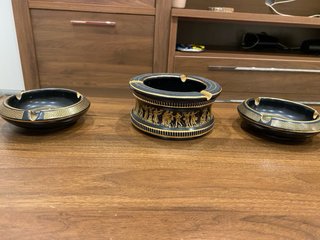 Conjunto 2 Ceniceros Egipcios Oro 24k, ánfora, etc