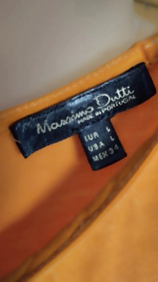 Blusa Massimo Dutti Manga Curta Laranja