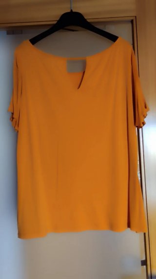 Blusa Massimo Dutti Manga Curta Laranja