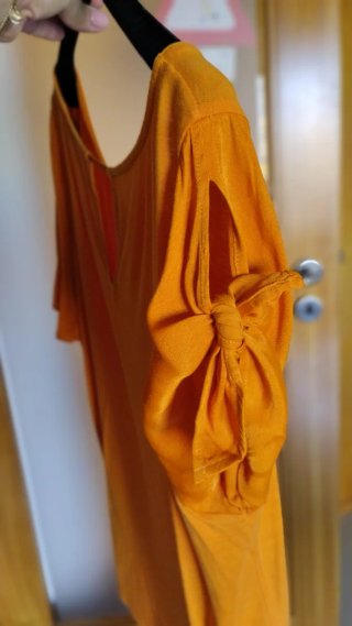 Blusa Massimo Dutti Manga Curta Laranja