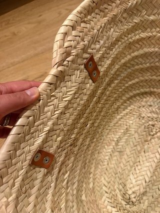 Borsa in paglia con manici in pelle