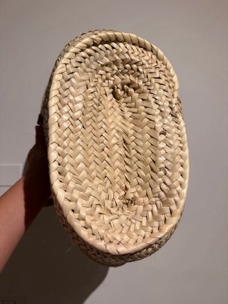 Borsa in paglia con manici in pelle