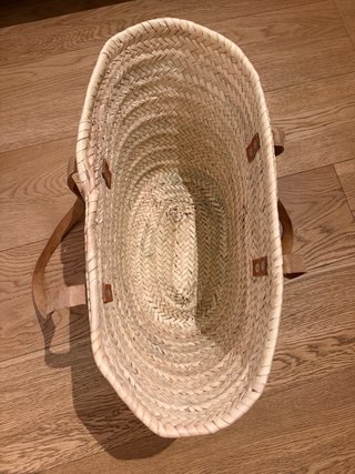 Borsa in paglia con manici in pelle