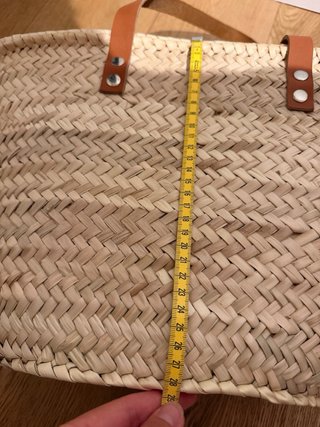 Borsa in paglia con manici in pelle