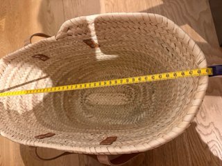Borsa in paglia con manici in pelle