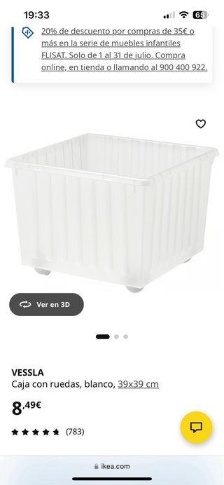 3 Cajas Plástico Ikea Azul, Verde, Rosa
