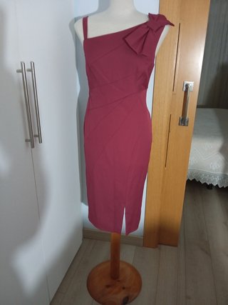 Vestido fiesta granate Coast Talla 44 del corte in
