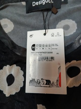 Camisa Desigual M Malla Estampada Flores