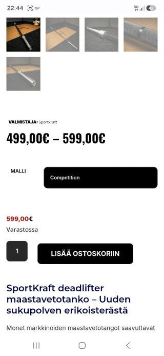 Barra Powerlifting / Peso Muerto SportKraft