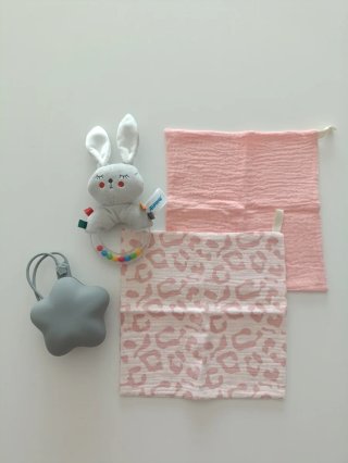 Set bebé CONEJO GRIS/ROSA