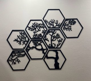 Decorazione murale esagonale albero nero