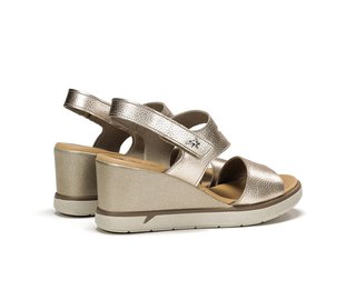 Sandalias Fluchos Oro Cuña Mujer T41
