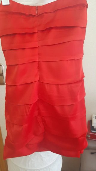 Vestido Zara Raso Drapeado Rojo Talla S. Nuevo.