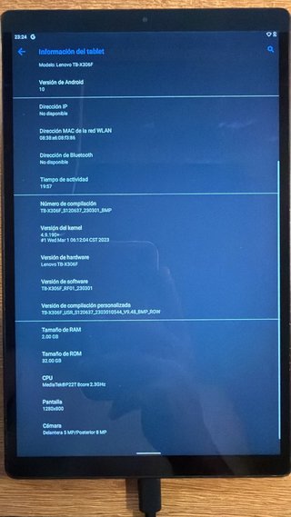 Tablet Lenovo TB-X306F Negra