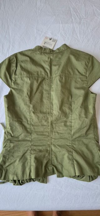Top Zara Gabardina Verde khaki Talla XS