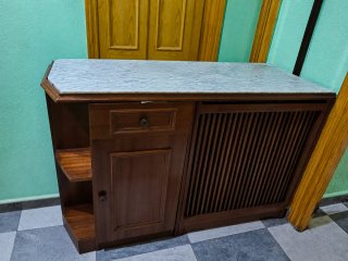 Mueble radiador madera y mármol 120cm
