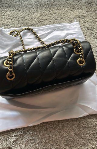 Bolsa Coach Tabby 26 Preta Dourada