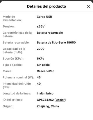 Aspiradora Coche CASCADEVAC 807