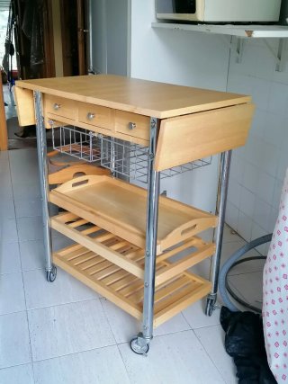 Carrito auxiliar de cocina de madera