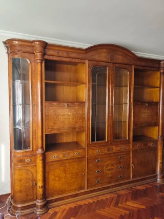 Mueble de salón antiguo madera y cristal