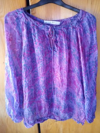 Blusa Zara Seda 100% Estampada Talla M