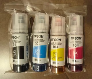 4 Tintas Epson Ecotank 104 (BK, C, Y, M)