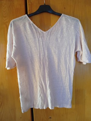 Camiseta Massimo Dutti Lino Talla M Rosa claro
