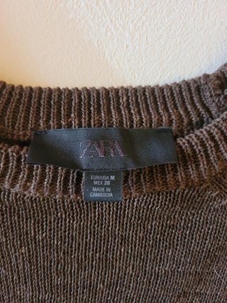 Jersey Zara juvenil punto marrón