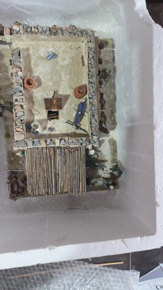 Diorama militare con soldatini
