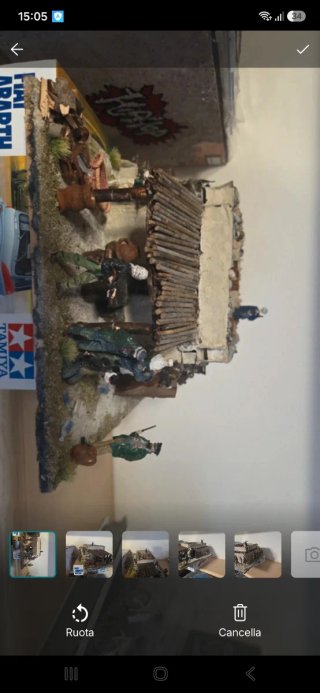 Diorama militare con soldatini