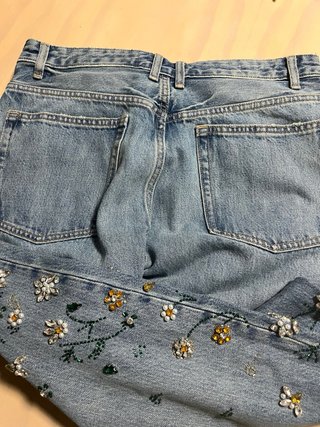 Zara Jeans Barril Abalorios Talla 46
