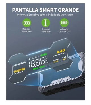 AIMAPOW A40 Arrancador Coche 9000A + Compresor