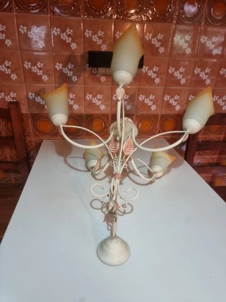 Lámpara de techo floral beige y naranja