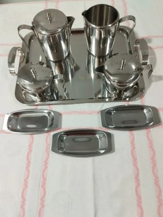 Bandeja asas,4 Utensilios,3 bandejitas acero inox