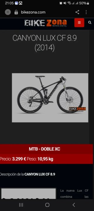 Bicicleta Canyon Lux CF Carbono 29