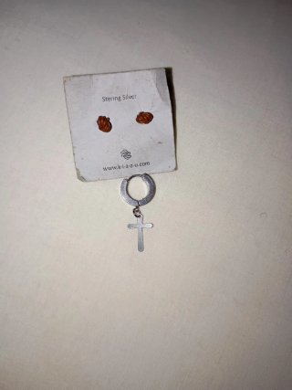 Pendientes Nudo y Colgante Cruz Plata