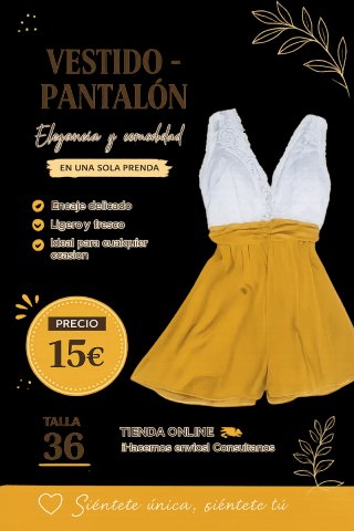 Mono pantalón blanco y amarillo