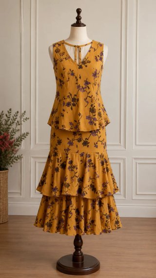 Vestido Flamenca Amarillo Morado