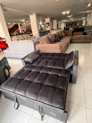 Sofá Cama 2 Plazas Negro Terciopelo