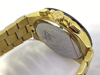 reloj pulsera caballero lanscotte solar chronograph ip gold