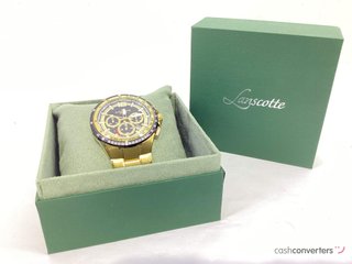 reloj pulsera caballero lanscotte solar chronograph ip gold