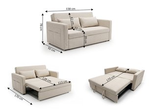 Sofá Cama Beige 2 Plazas Tela Joselyn