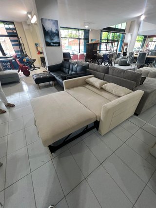 Sofá Cama Beige 2 Plazas Tela Joselyn